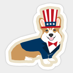 Patriotic Corgi Sticker